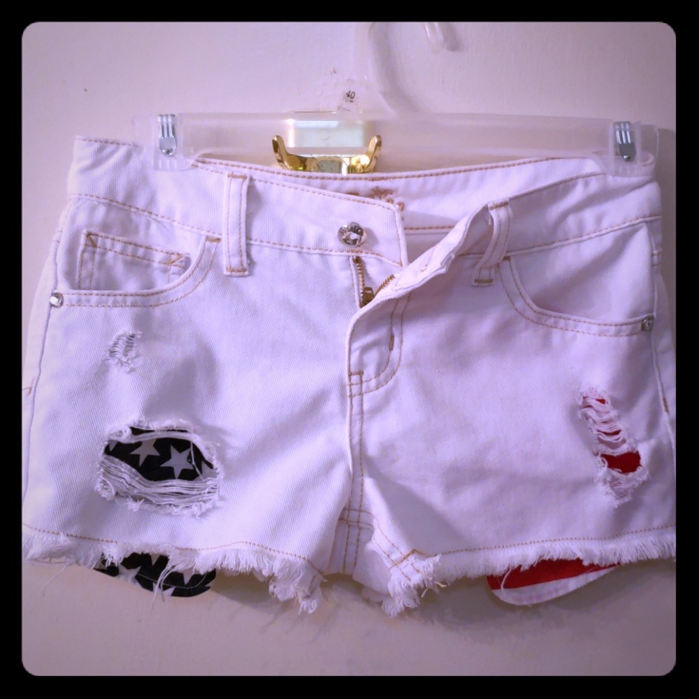 RED WHITE & BLUE!! Girls Justice shorts like new